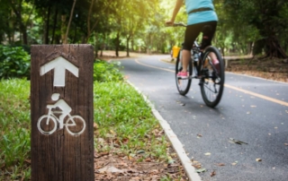 Woman biking in bike lane